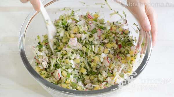 Окрошка с курицей на кефире фото к рецепту 8