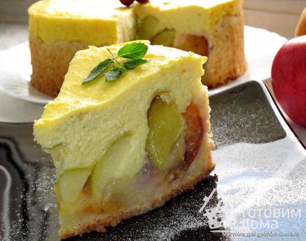 Творожно-творожный пирог с фруктами фото к рецепту 1