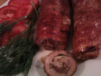 Свинной рулет с зеленью