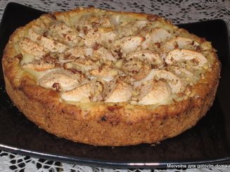 Творожный пирог с персиками