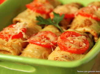 Блинчики с мясной начинкой "а-ля болоньезе"