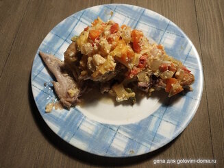 Курица, фаршированная овощами