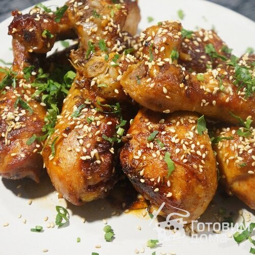 Куриные голени в медово - соевом соусе