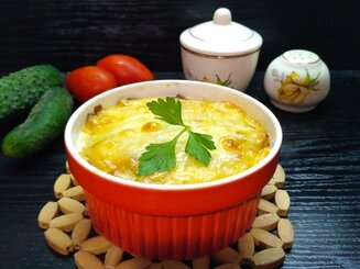 Запеканка из цветной капусты и грибами