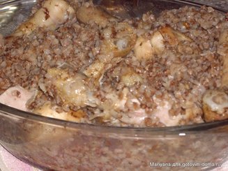 Курица с гречкой в духовке