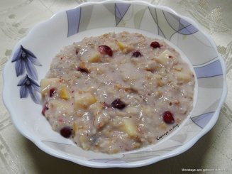 Овсяная каша с яблоком и клюквой
