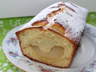 Творожный кекс с грушами