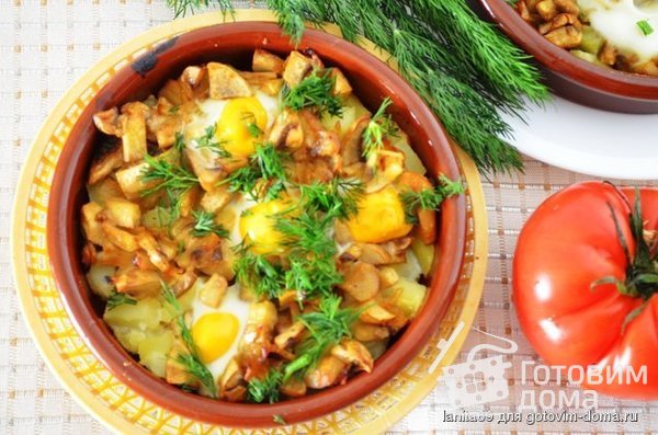 Яйца, запеченные с картофелем и грибами фото к рецепту 5