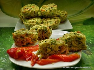 Кабачковые кексы с ветчиной