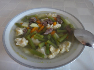Суп из зелёной стручковой фасоли с галушками