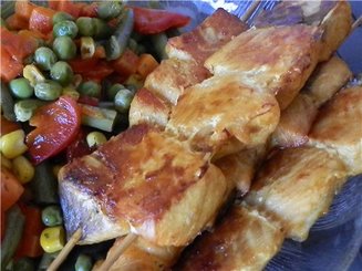 Шашлычки из семги с карри