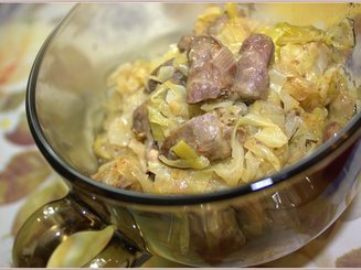 Сердечки, тушенные с капустой