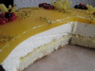 "Эдэм"  сливочно-творожный торт с персиками
