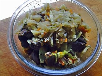 Сердечки, тушенные с капустой