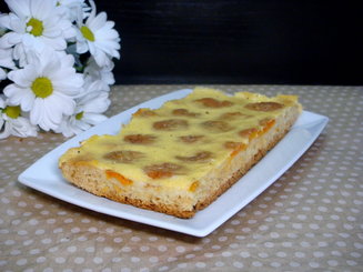 Сливовый пирог (из творожного теста со сметанной заливкой)