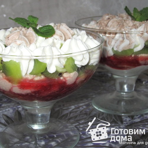 Творожный десерт с фруктами