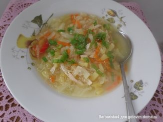 Щи из свежей капусты с курицей