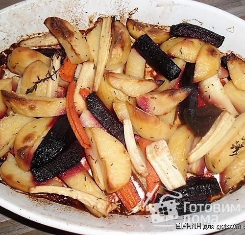Полезные коренья (запечённые морковь, свекла, пастернак...)