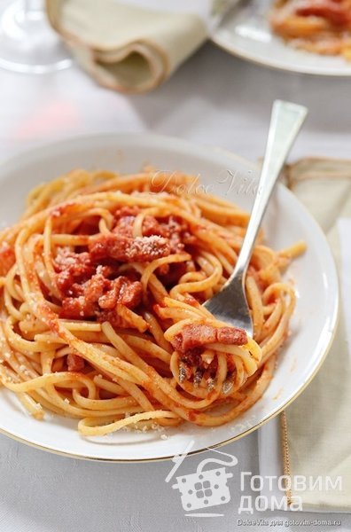 Spaghetti all&#039;Аmatriciana - Спагетти а-ля Аматричана фото к рецепту 6