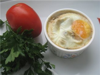Грибы в сливках, запечёные с яйцом
