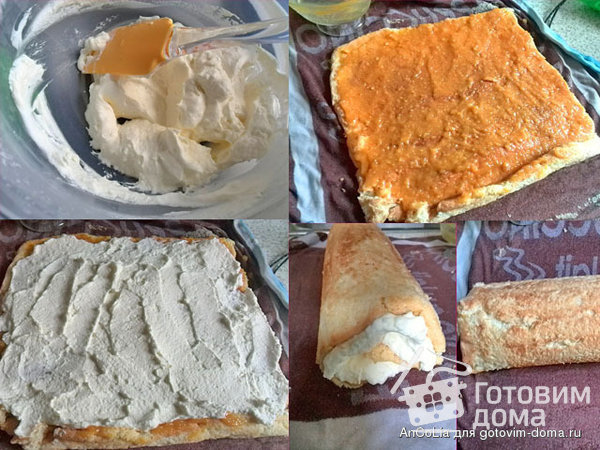 Апельсиновый мармелад + Рулет с апельсиновым мармеладом и взбитыми сливками фото к рецепту 9