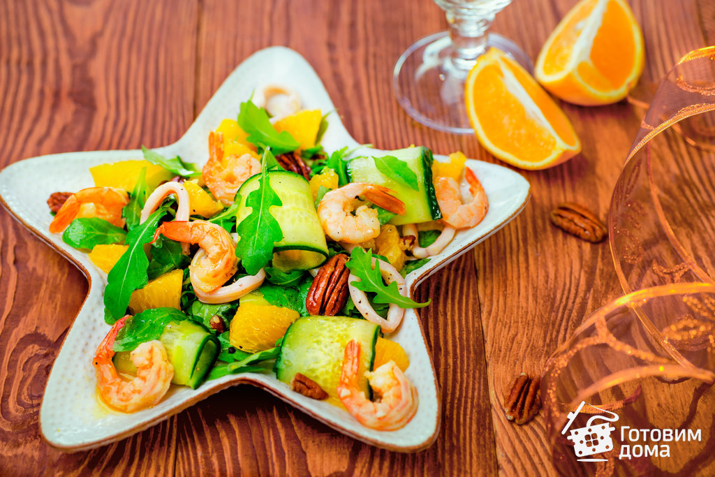 Цитрусовый салат с креветками и авокадо | sushi-edut.ru