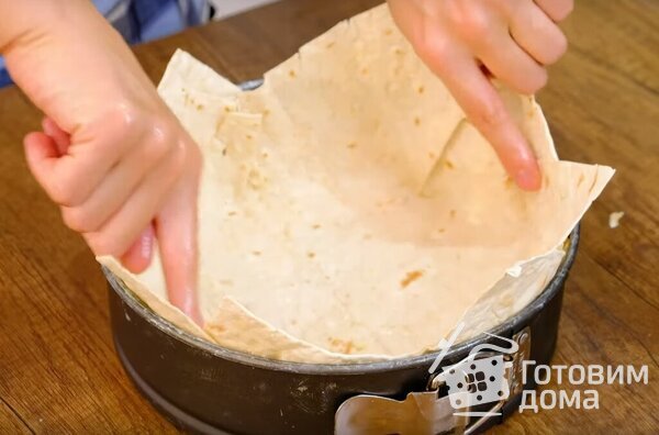 Пирог из лаваша с курицей и грибами фото к рецепту 4