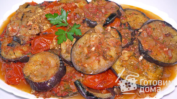Шикарные баклажаны на сковороде в красном соусе фото к рецепту 2
