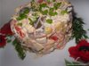 Салат "Мозаика" из курицы, грибов и овощей