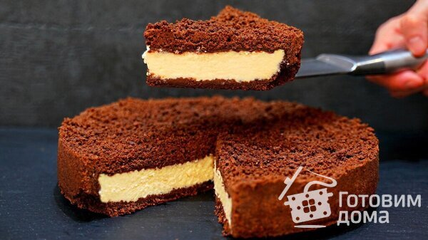 Шоколадный пирог с творожной начинкой фото к рецепту 4