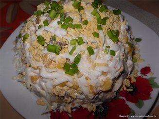 Салат из сердца с грибами