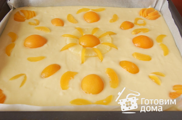 Быстрый пирог с консервированными абрикосами фото к рецепту 5