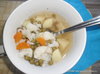 Суп с цветной капустой и зелёным горошком (без масла)