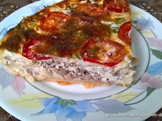 Открытый пирог с капустой и мясным фаршем