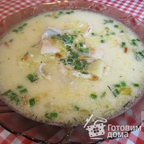 Суп с плавленым сыром и курицей