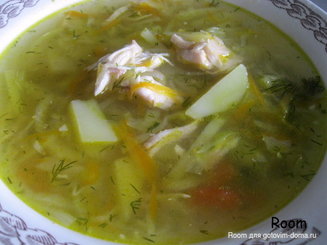 Щи из свежей капусты с курицей