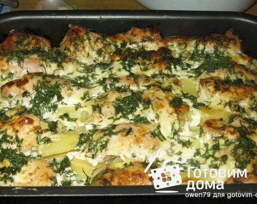 Запеканка из картофеля с куриными рулетиками