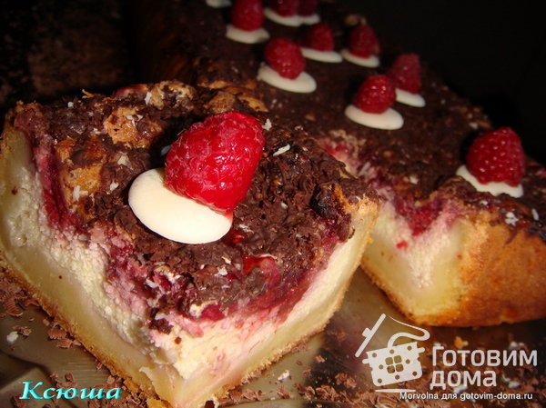Творожный пирог с малиной и белым шоколадом фото к рецепту 2