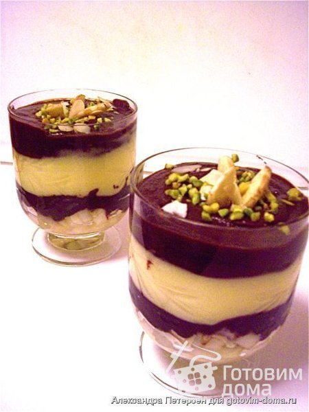 Веррин – трехслойный дессерт из груш, шоколада и пудинга фото к рецепту 1