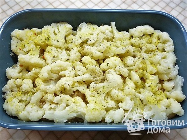 Цветная капуста с курицей и грибами в духовке фото к рецепту 7