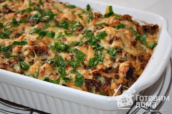Картофельная запеканка с фаршем и грибами фото к рецепту 2