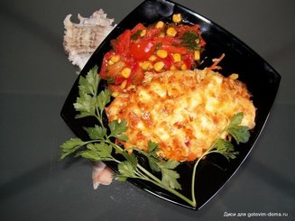 Куриное филе с корейской морковью и моцареллой