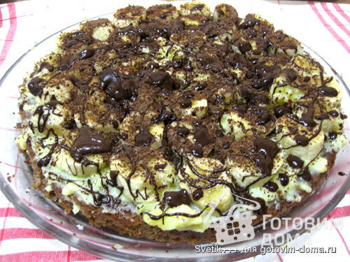 Торт с шоколадом и ванильным пудингом фото к рецепту 9