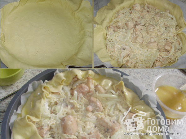 Пирог с грибами, сметаной и сыром фото к рецепту 3