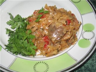Сердечки, тушенные с капустой
