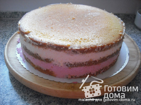 Двухцветный творожно-сливочный торт фото к рецепту 1