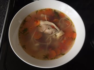 Чорба с домашней лапшой и фасолью
