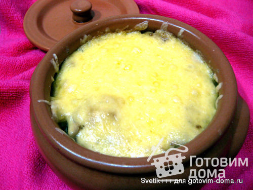 Ароматные горшочки с грибами , фаршем и картошкой