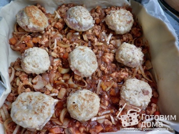 Заливной пирог с тефтелями &quot;Загородный&quot; фото к рецепту 1