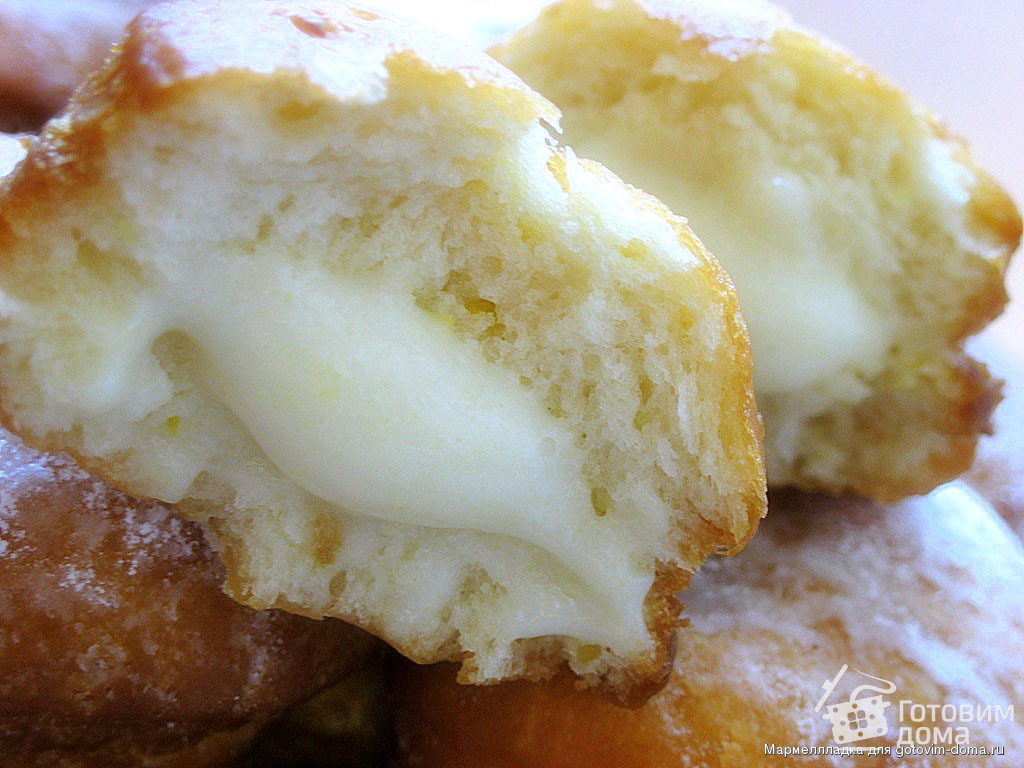 Пончики с заварным лимонным кремом, рецепт — Вкусо.ру Пончики с заварным лимонным кремом, рецепт — Вкусо.ру